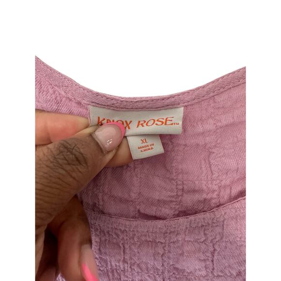 Knox Rose Dress XL Pink Short Sleeve Gauze Lightweight Pastel Tiered Casual - Picture 2 of 8